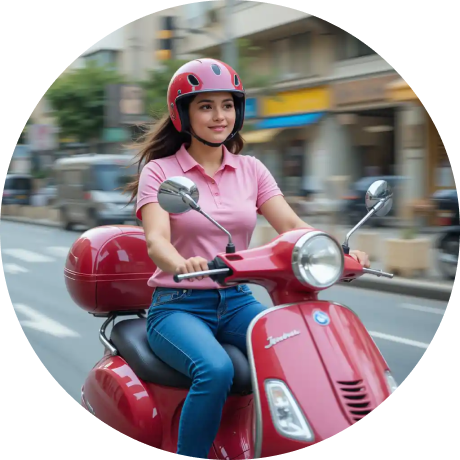 Customized motorcycle for female riders with custom decals and accessories