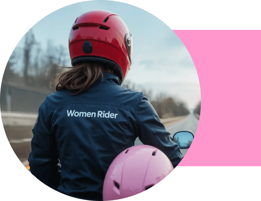 Confident rider ladies taking part in a group motorcycle rally for women empowerment